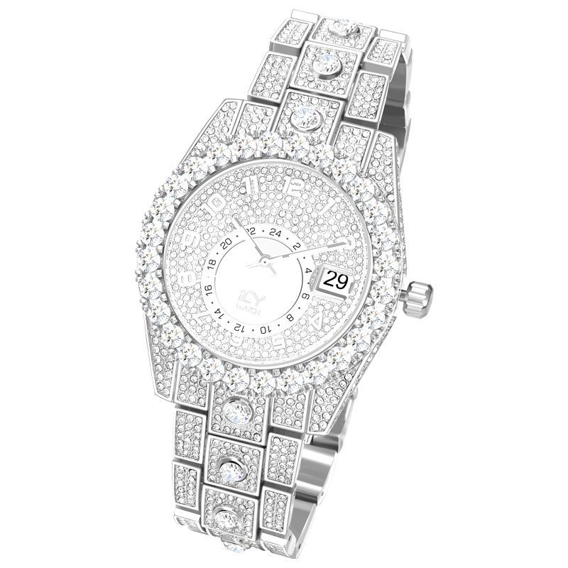 Iced Round Cut Arabic Numerals Men's Watch in White Gold – kankco