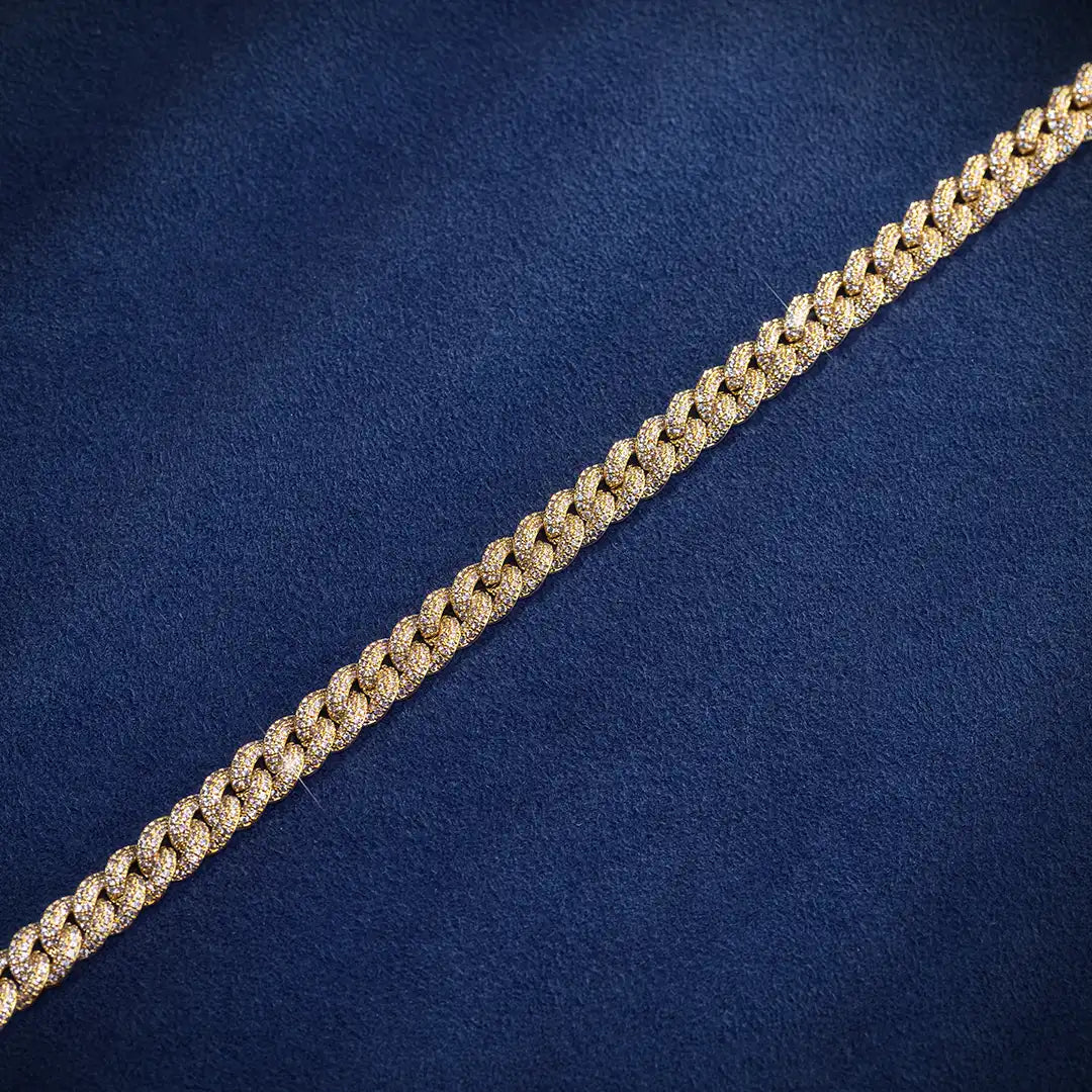 8mm Moissanite Cuban Link Chain in Yellow Gold – kankco