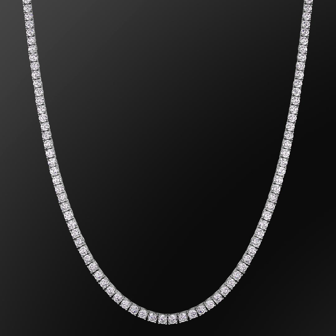 4mm White Gold CZ Diamond Mens Tennis Chain Necklace KRKC